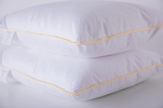 Goose Down Feather Pillows Standard Size One Pillow 100% Cotton Classic White Supportive Cool Bed Pillows for Back Side Stomach Sleepers