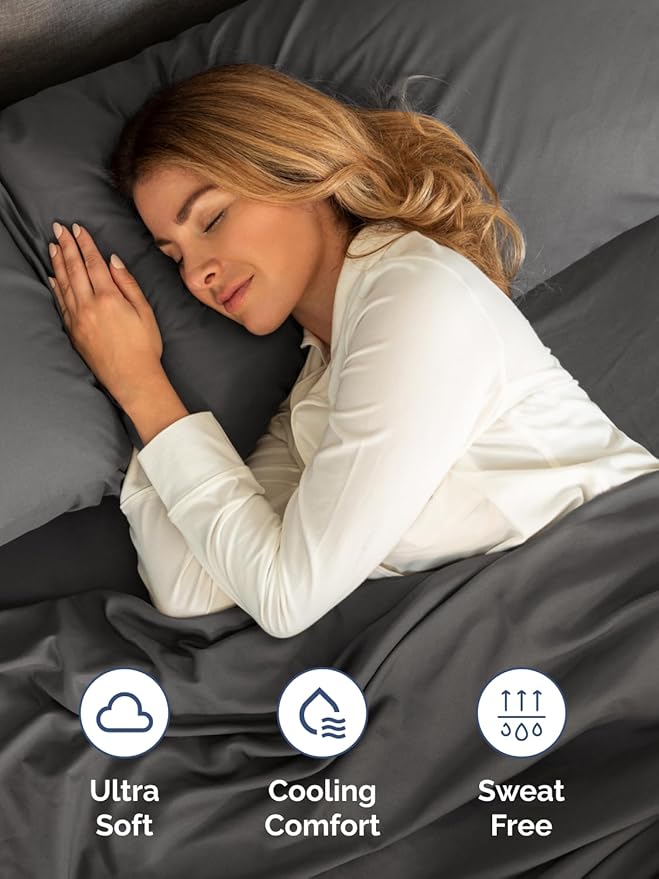 Extra Deep Split King Sheet Set - 5 Piece Breathable & Cooling Bed Sheets - Easily Fits 18 to 24 inch Mattress - Ultra Soft, Wrinkle & Fade Free w/ Extra Deep Pockets - Hotel Luxury Bedding - Charcoal