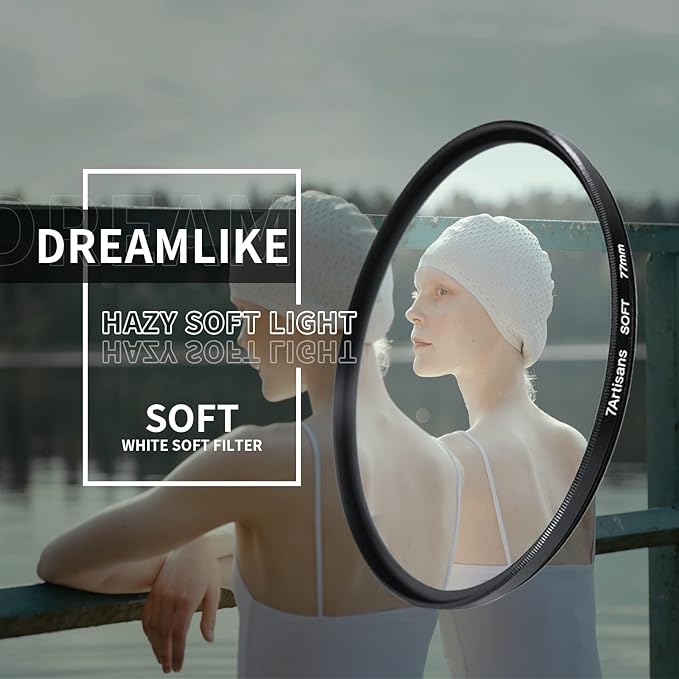 7artisans Soft Focus Filter 1/4 Aluminum Alloy Natural Soft Diffuser Effect Dream Cinematic Effect Soft Focus Optical Glass Filter (82mm)