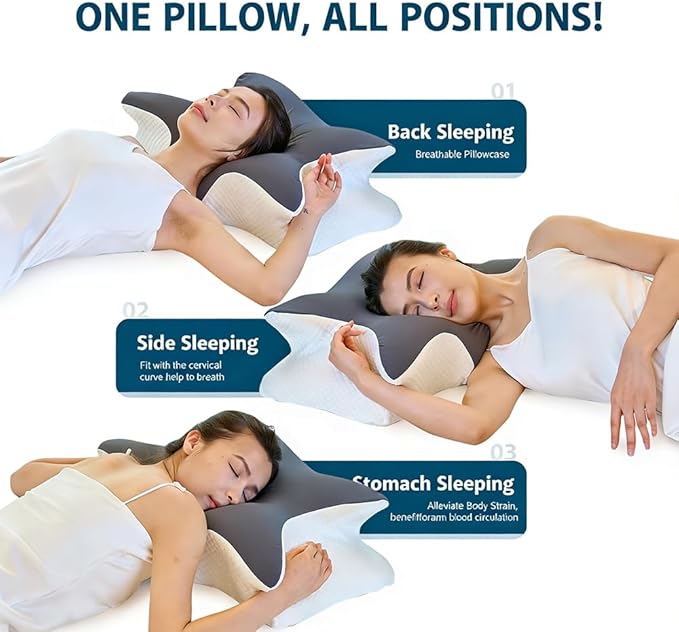 Cervical Memory Foam Pillow – Ergonomic Neck Support for Side, Back & Stomach Sleepers | Odorless Beauty Sleep Pillow for Deep Rest (Grey, King Size 24.8" Lx16.9 Wx5.9 H)