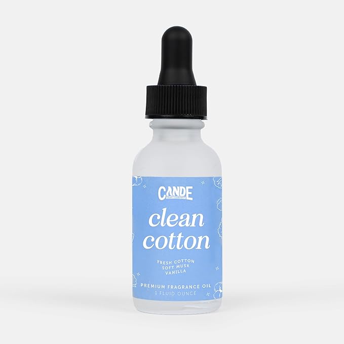 CANDECraftCo 1 Fl oz Fragrance Oils for Aromatherapy, Essential Oils for Home Diffusers, DIY Candle and Soap Making, DIY Scented Products (1 oz, Clean Cotton)