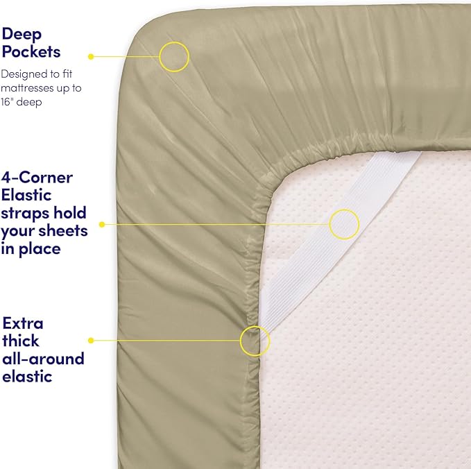 1500 Supreme Collection Twin XL Sheet Sets Sage Green - 3 Piece Bed Sheets and Pillowcase Set for Twin XL Mattress - Extra Soft, Elastic Corner Straps, Deep Pocket Sheets, Twin XL Sage Green
