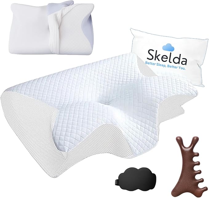 Premium Relief Pillow, 2026 New 2-in-1 Ergonomic Pillow with Case, Adjustable Memory Foam Supports Pillows, Orthopedic Bed Pillows for Side Back Stomach Sleeper (1PC-White)