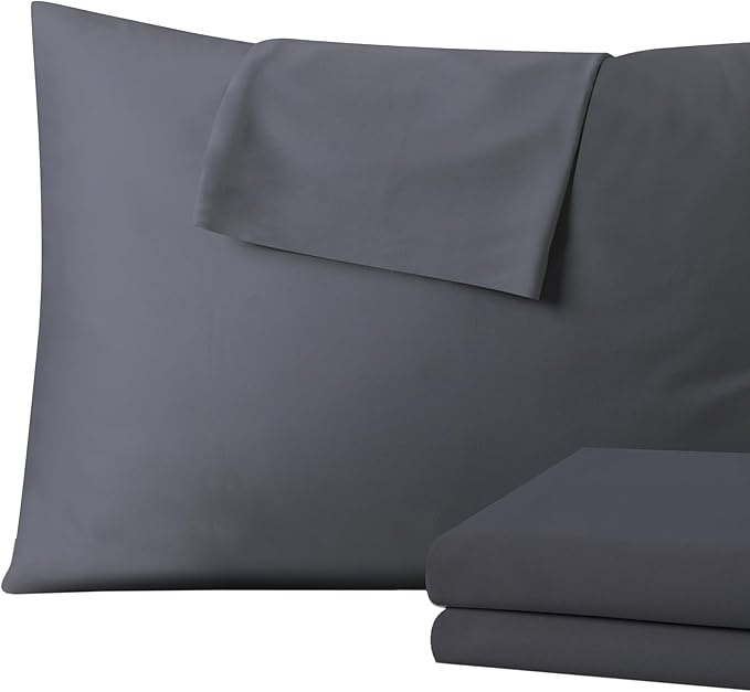 4 Pack 100% Egyptian Cotton Standard Pillow Protector with Hidden Zipper, 400 Thread Count Pillow Covers, Sateen Weave Cooling Bed Pillow Cases, Soft Breathable Non Noisy Easy Care (Dark Grey)