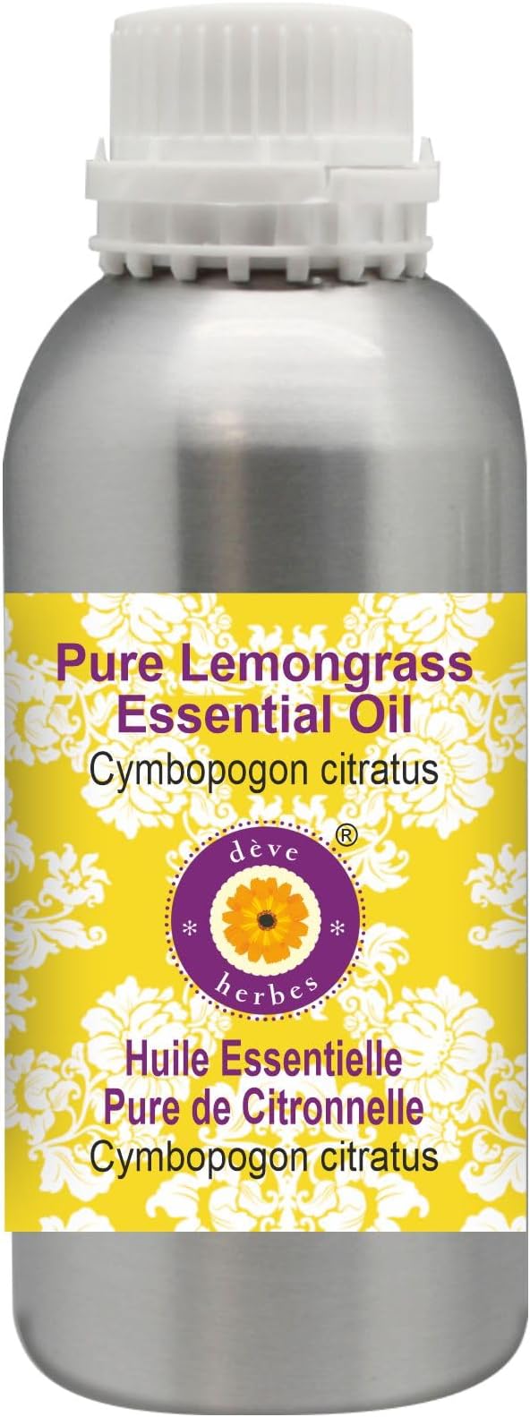 Deve Herbes Pure Lemongrass Essential Oil (Cymbopogon citratus) Steam Distilled 300ml (10 oz)