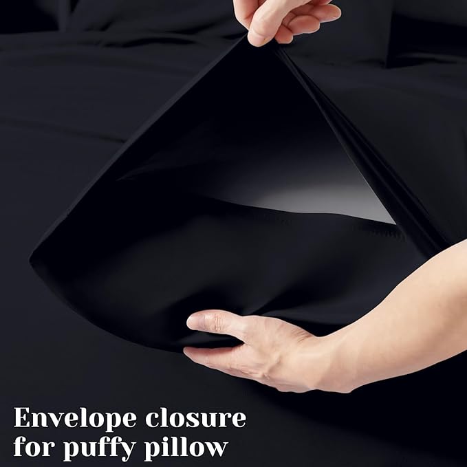 BYSURE 6 Pieces Bed Sheets Set(Full, Black) - Hotel Luxury Super Soft 1800 Thread Count 100% Microfiber Sheets with Deep Pockets, Wrinkle & Fade Resistant