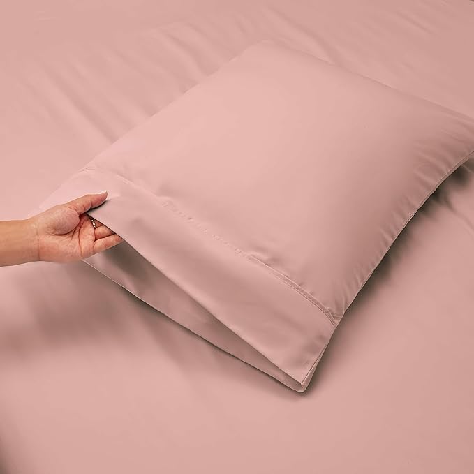 Nestl California King Size Sheet Set, 4 Piece Extra Deep Pocket (18-24 inches), Microfiber, Hotel Luxury, Soft, Breathable, Wrinkle-Free, Easy to Care, Peach Beige