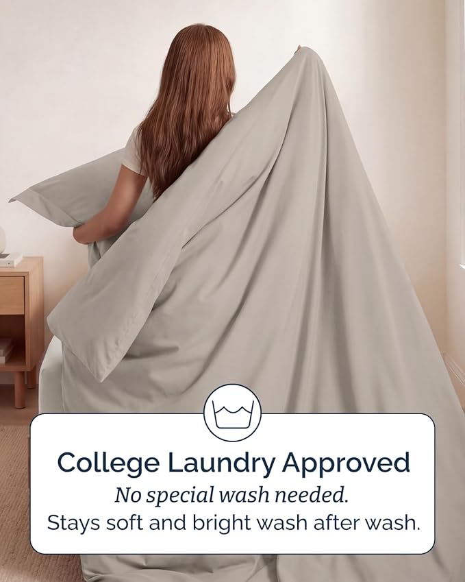 Duvet Cover Twin/Twin XL Size Set - Extra Soft Twin/Twin XL Duvet Cover 68" x 90" with 1 Pillow Sham - Hotel Luxury, Easy Care, Fade Free w/ Zipper Closures & Ties - Comfy & Breathable (Light Grey)