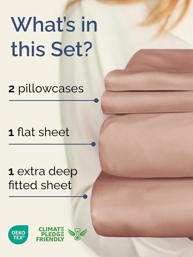 Extra Deep Twin Sheet Set - 4 Piece Breathable and Cooling Sheets - Hotel Luxury Bedding for Women, Men, Kids & Teens - Easy & Secure Fit - Soft, Wrinkle Free and Comfy - Extra Deep Pockets - Mauve