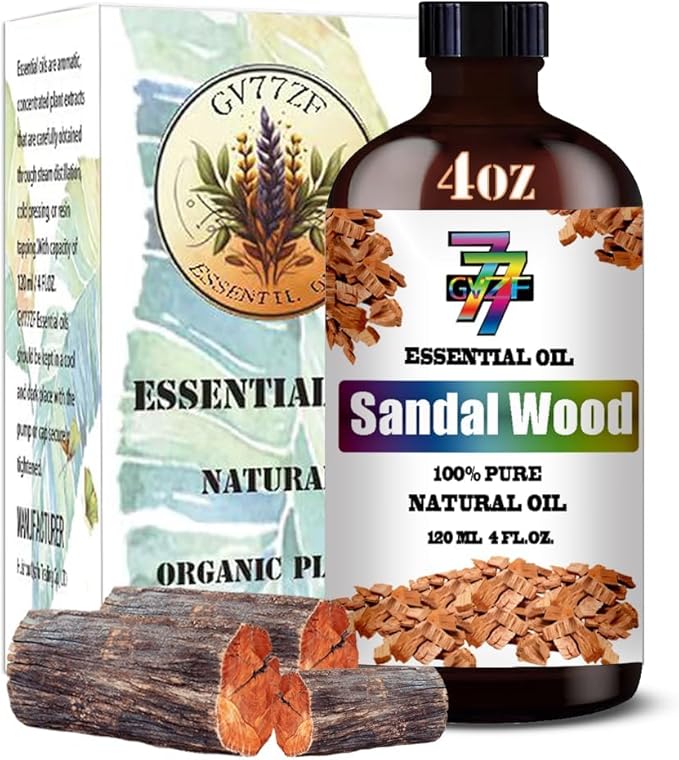 Sandalwood Essential Oil - Sandalwood Oils for Diffusers, Humidifiers, DIY Candles, Soap, Cleaning, Home, Office, Yoga, Massage, Gifts - 4 fl oz (120 ml) - GV77ZF