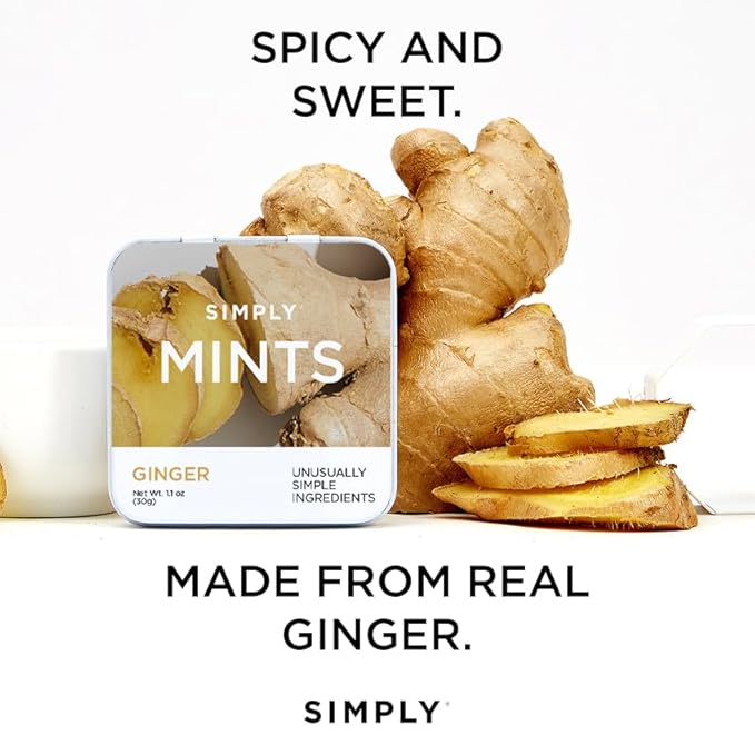 SIMPLY MINTS Natural Breath Mint Sampler, 6 Pack (180 Pieces), Made with Peppermint, Ginger, and Cinnamon Oils, Aspartame-Free, Sorbitol-Free, Xylitol-Free, Vegan, Kosher, Non-GMO