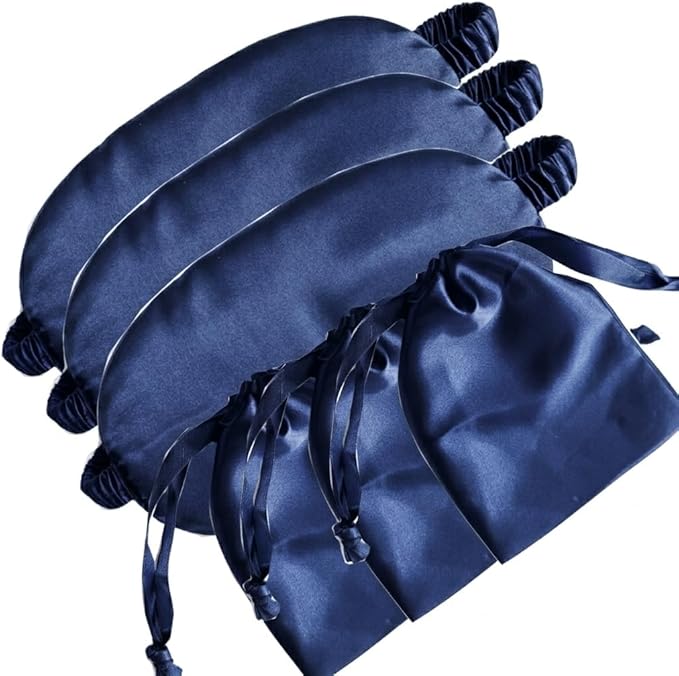 Silk Eye Mask for Sleeping - Satin Eye Cover with Silk Storage Bag Blue 3 Pcs Save 20%
