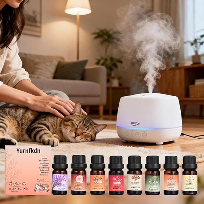 Pet Friendly Aromatherapy Essential Oils Collection,Safe for Dogs and Cats,Natural Relaxation and Stress Relief,Suitable for Aromatherapy Diffuser Bottles,Incense Sticks, and Candles Making (8, small)