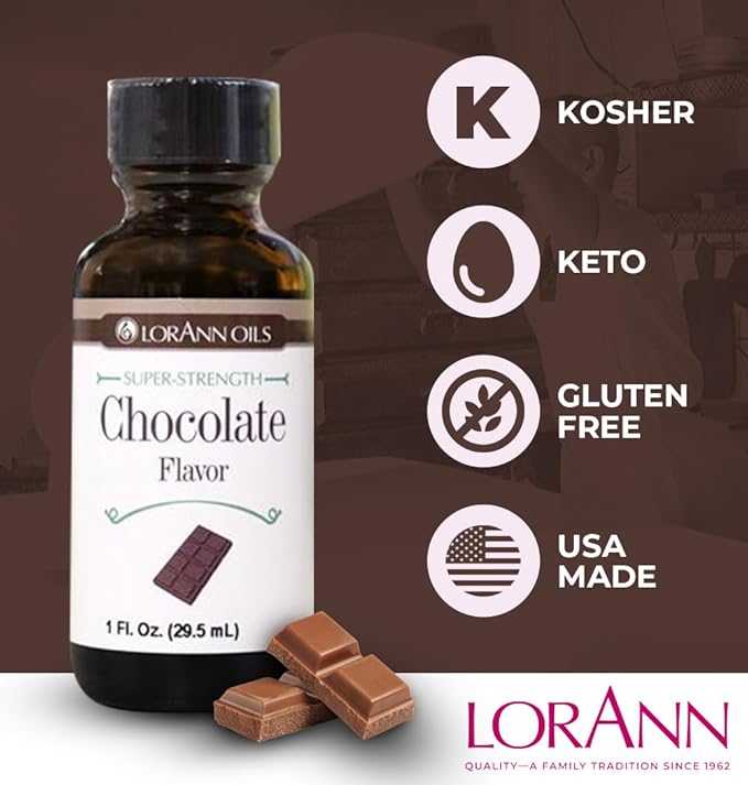 LorAnn Oils Super Strength Flavoring - Used For Candy Making, Flavoring Extracts, Baking, Hard Candy, and Flavor Oils - Bold, Natural Flavors 4X Stronger Than Extracts - Chocolate, 1 fl oz