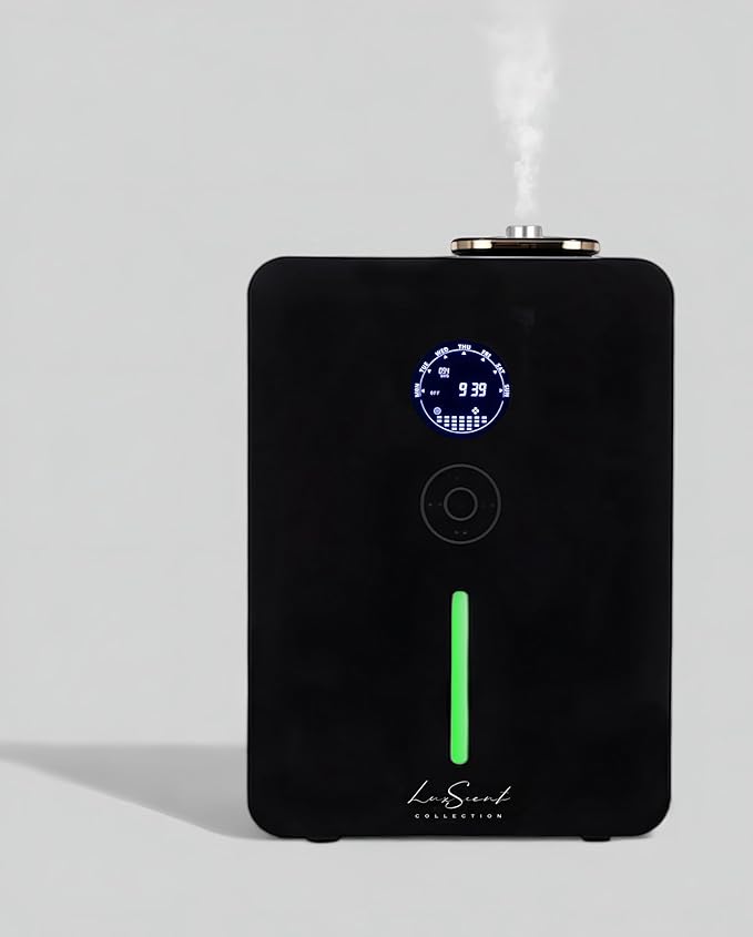Aroma Scent Diffuser Bellagio - for Up to 3500sq ft HVAC System or Stand Alone - Fragrance Oil Hotel Diffuser Heatless, Waterless, Smart Timer, No Residue, Home Essential Oils Diffusers (Black)