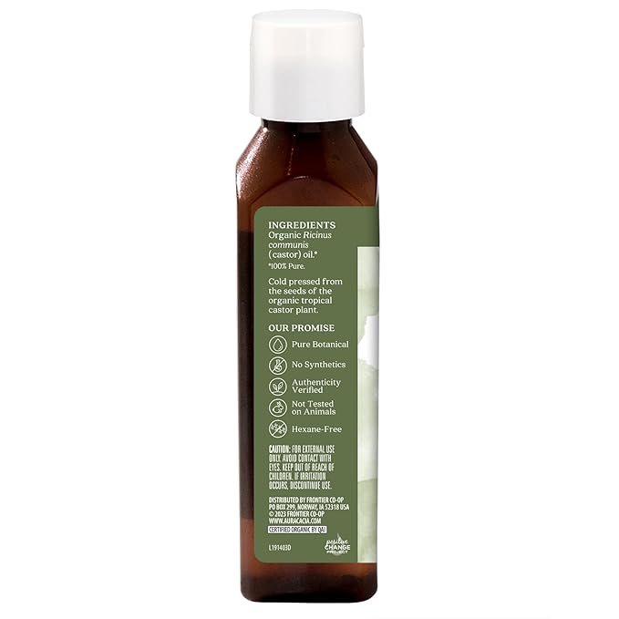 Aura Cacia Organic Castor Skin Care Oil | GC/MS Tested for Purity | 118ml (4 fl. oz.)