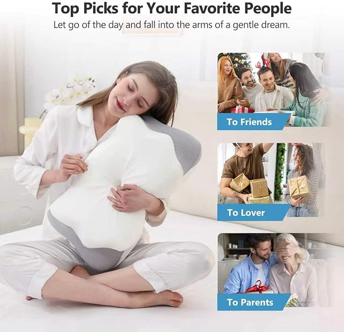 Cervical Pillow for Neck Pain Relief, 5.5"/4.3" Dual Loft Queen Size Memory Foam Pillow for Side, Back Sleepers with Broad Shoulders, Orthopedic Contour with Cooling Cover, Medium Firm, White