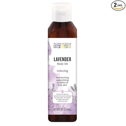 Aura Cacia Body Oil, Relaxing Lavender, 8 Fluid Ounce (Pack of 2)