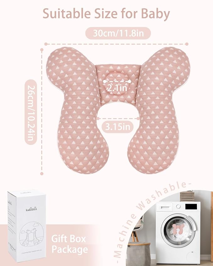 KAKIBLIN Baby Travel Pillow, Baby Neck Pillow for Car Seat, U-Shaped Head and Neck Support for Stroller Pushchair, Soft Cooling Breathable Infant Head Pillow for Newborn Toddler