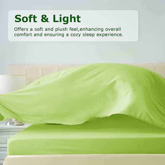 Twin Size Bed Sheet Set - 3 Piece Soft Microfiber Sheets with Deep Pockets, Cooling Technology, and Wrinkle-Free Pillowcase. Hotel-Quality, Durable Bedding, Sharp Green
