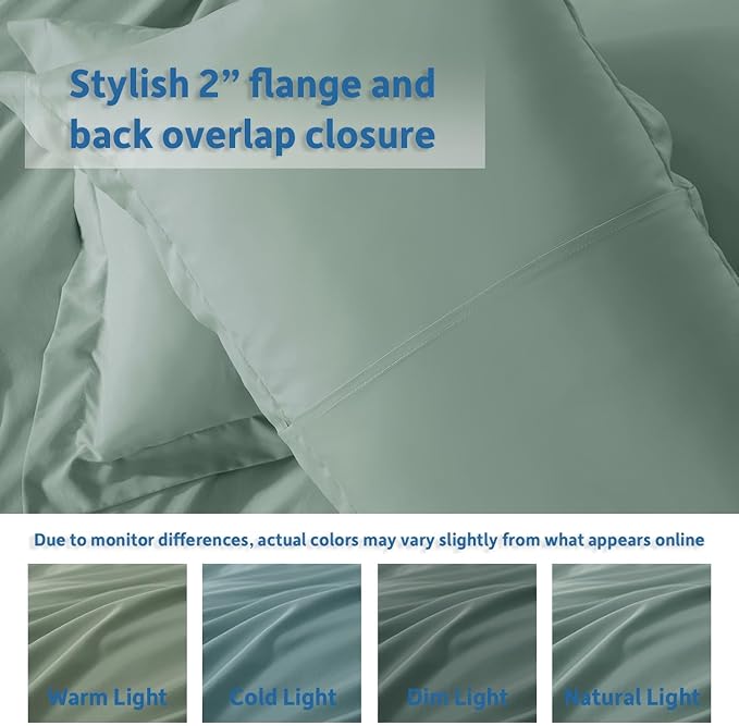 Nestl Full Duvet Cover Set with Comforter Insert - Sage Green 4 Piece 80x90 Duvet Cover & 2 Pillow Shams with White Quilted Down Alternative Comforter, Ultra Soft, All Season