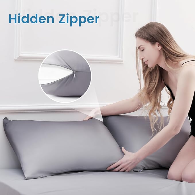 LUXEAR Cooling Pillow Cases, 2 Pack King Size Arc-Chill Q-max > 0.5 Gradient Cool Pillowcases for Hair Skin,Breathable Silky Cooling Summer Pillow Cover for Hot Sleepers & Night Sweats- Gradient Gray