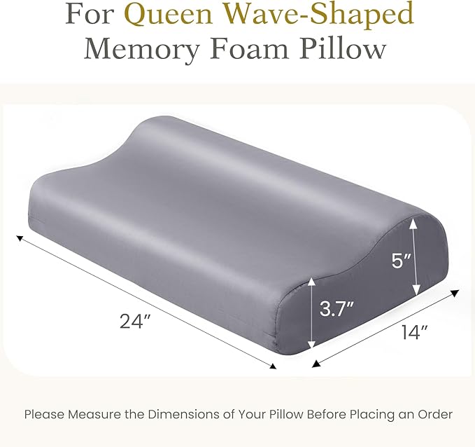 Contour Pillowcase- Rayon Derived from Bamboo Cooling Contour Cervical Neck Pillow Case Cover- Breathable Silky Soft Pillowcase for Hot Sleepers,24 x14 x5/3.7 Inches 1 Piece Dark Grey