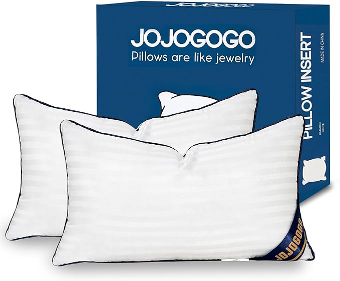 JOJOGOGO 12x24 Indoor Lumbar Pillow Inserts Set of 2, 12 x 24 White Decorative Pillow Inserts for Couch Living Room Bed and Sofa, Synthetic Down Alternative Indoor Decor Lumbar Pillows