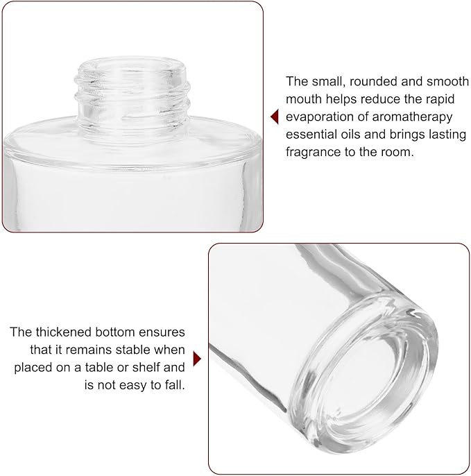 HARFINGTON 150ml/5oz Empty Glass Diffuser Bottle 5.8" x 1.9" Refillable Fragrance Accessories Aromatherapy Jar Container for Replacement Reed Diffuser DIY Home Bathroom Transparent