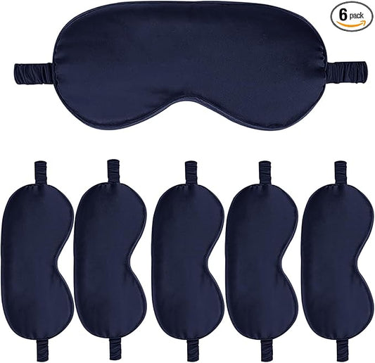 6PACK Silk Sleep Mask Satin Eye Masks Blackout Silky Eyeshade Cover Soft Blindfold Eyeshades for Women Sleeping Travel Gift