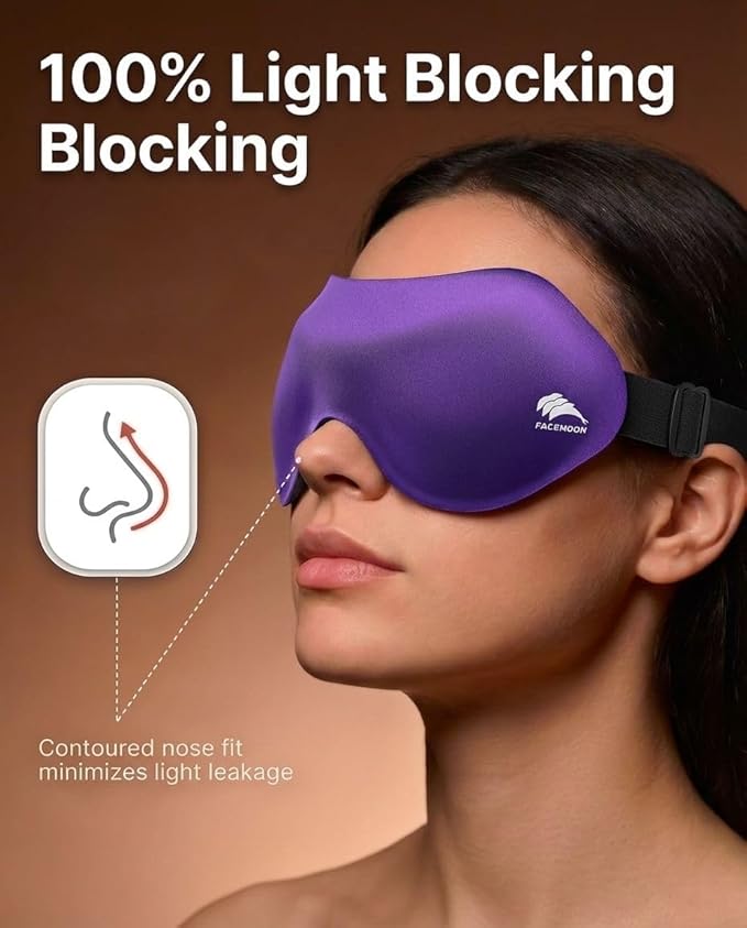 Sleep Mask for Side Sleepers: Lash Extensions 3D Contoured Eye Mask – Airplane Travel Essential, Zero-Pressure Light Blackout Eye Mask for Women – Soft Night Blindfold for Long Flights (Purple)