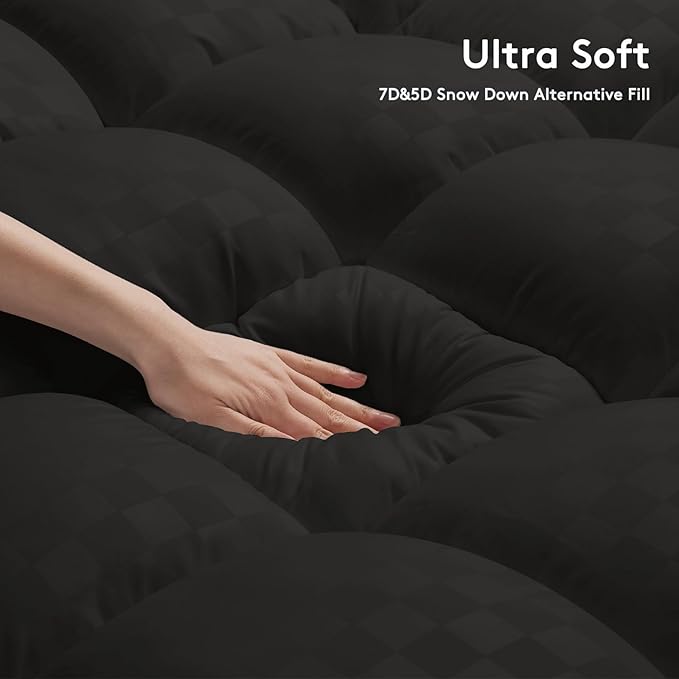 SameBed Mattress Topper Twin,Extra Thick Mattress Pad Cover for Back Pain,Cooling Mattress Protector with 8-21 Inch Deep Pocket,Overfilled Down Alternative Filling,Black