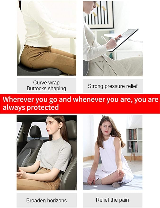 Premium Orthopedic Seat Cushion-Non-Slip Hemorrhoid Pillow Memory Foam Coccyx for Tailbone Pain - Office Home Chair Car Seat Cushion - Sciatica & Back Pain Relief