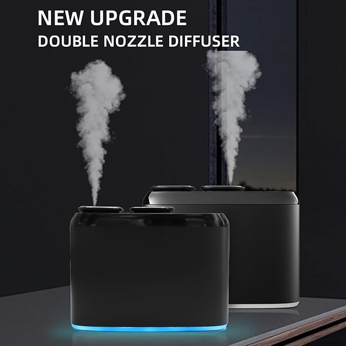 Diydeg Electric Fragrance Diffuser, Dual Nozzle Mist Aromatherapy Machine Low Noise Scent Diffuser with APP with Ambient Light for Hotel Conference Room Bedroom Office