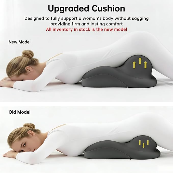 Butt Cushion for Couples - Memory Foam Support Pillow for Women, Sitting and Lying. Ideal for Waist, Neck, and Multi-Position Comfort at Home. Modern Simple Style Pillowcase (All Grey)