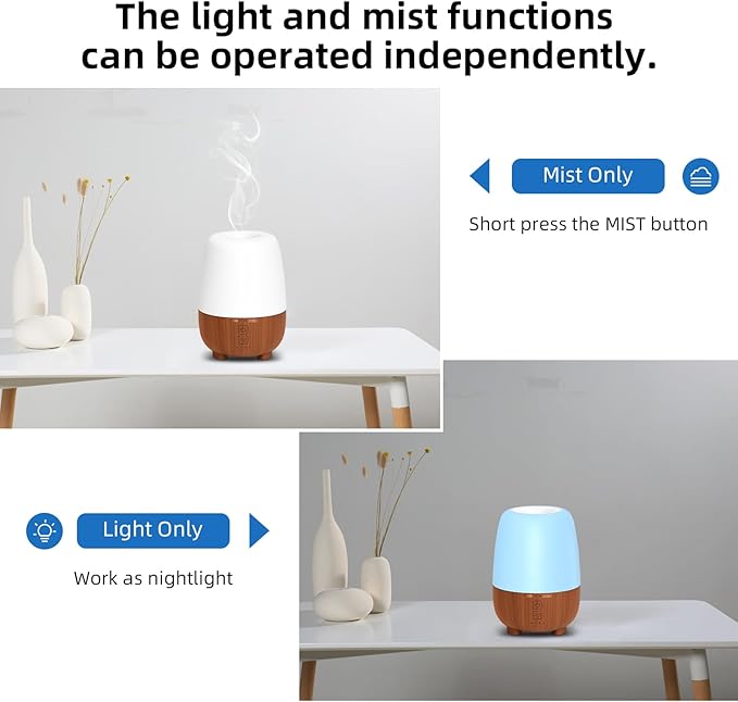 SPLITSKY Rechargeable Battery Essential Oil Diffuser 150ML, Portable Cordless Aromatherapy Diffuser, 7-Color LED Light, 7 Hours Run Time, Quiet Design, Safe Auto Shut-Off, for Office, Home, Outdoor