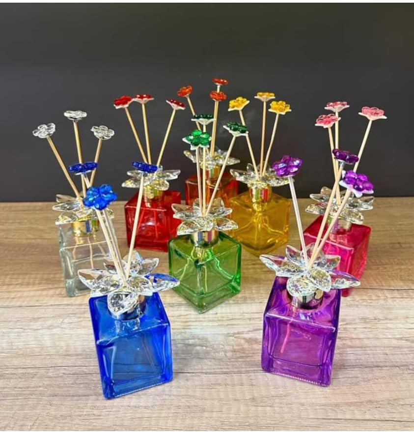 Crystal Glass Room Fragrance Diffuser Bottle Decorative Modern Multicolored - Multicolor