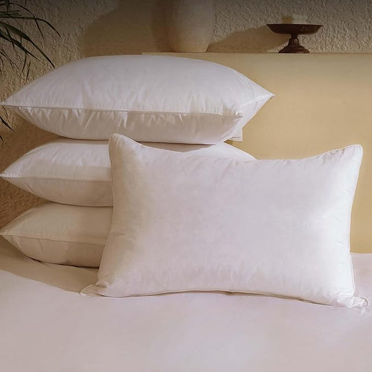 BHZ King Size Pillows Set of 4 Feather Down Hotel My King Pillows Bed Goose Pillow Luxury 4 Pack Pillow for Sleeping Side Sleepers Soft Support Gifts