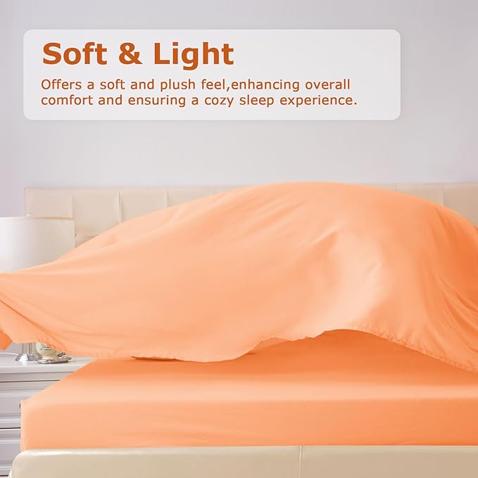 California King Size Bed Sheet Set - 4 Piece Soft Microfiber Sheets with Deep Pockets, Cooling Technology, and Wrinkle-Free Pillowcase. Hotel-Quality, Durable Bedding, Peach Fuzz