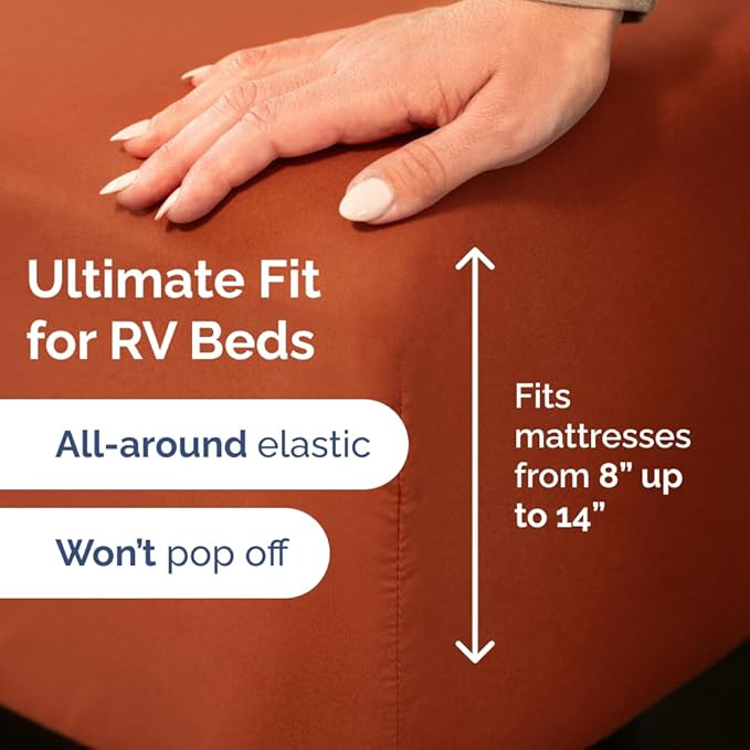 Short Queen Size 4 Piece Sheet Set - RV Short Queen, Ultra-Soft, Breathable & Cooling Bed Sheets Set w/ Deep Pockets - Hotel Luxury Bedding for Women & Men - Wrinkle Free & Fade Resistant - Terracotta