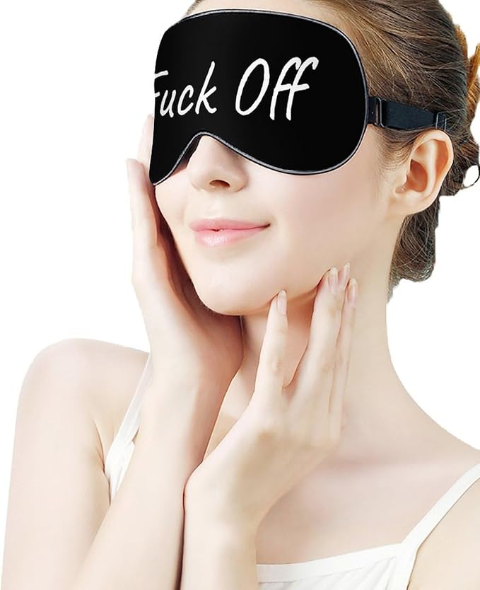 Fuck Off Sleep Mask Funny Sleeping Mask Elastic Blackout Sleeping Eye Mask for Full Night's Sleep Travel and Nap