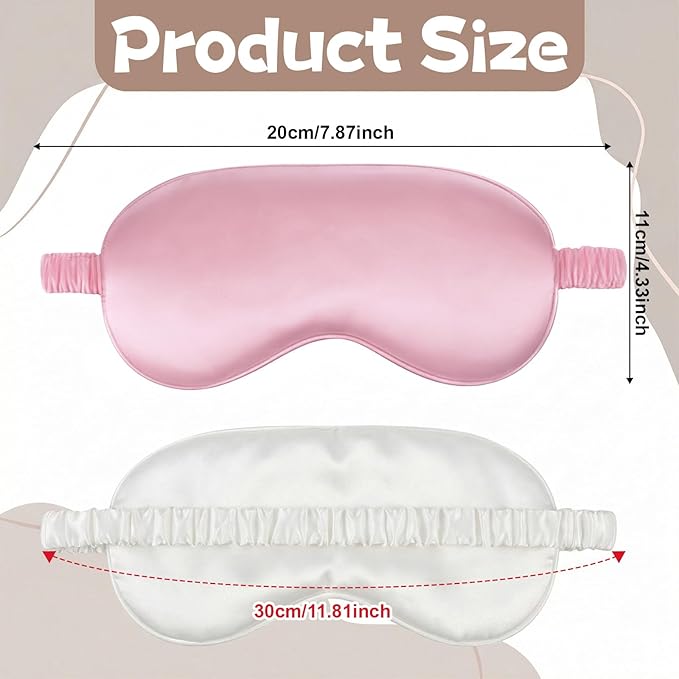 2 Pack Silk Sleep Mask for Men & Wome Silk Eye Mask for Sleeping Block Light Eye Sleep Shade Cover Soft Blindfold Sleep Masks Night Eye Cover for Travel Home Office Gifts