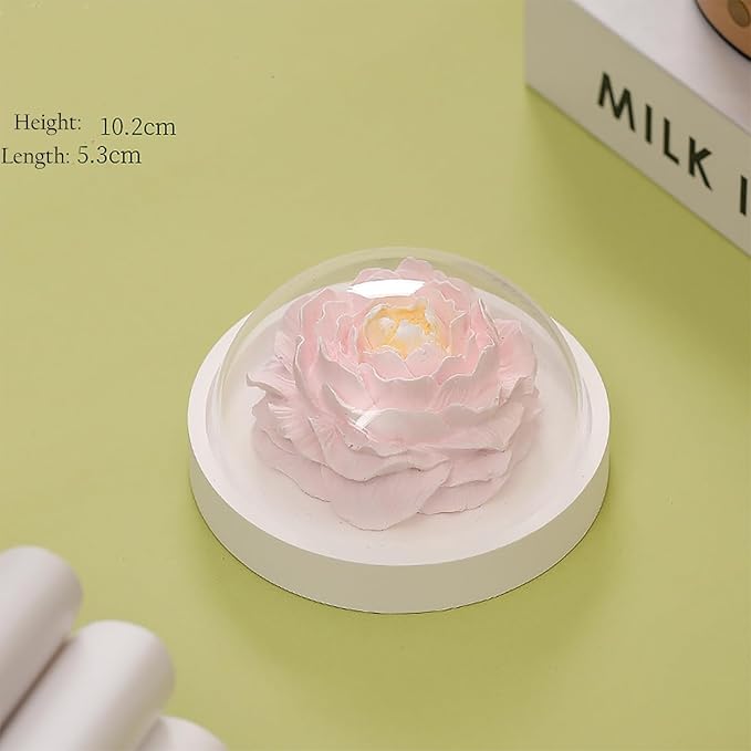 Essential Oil Passive Flower Diffuser -Non-Electric Peony Flower Porcelain Aromatherapy Diffusers for Small Mini Room, Desk Decorative, Bathroom (Pink, Peony)