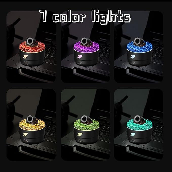 Cannon Blast Aroma Humidifier, Silent Turret Diffuser With 7 Colors for Home, Bedroom - Yellowcane