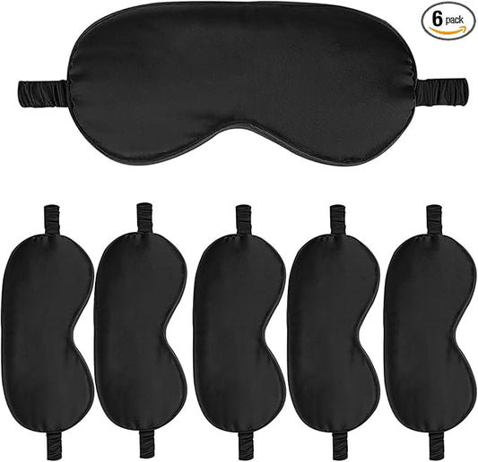 6PACK Silk Sleep Mask Satin Eye Masks Blackout Silky Eyeshade Cover Soft Blindfold Eyeshades for Women Sleeping Travel Gift