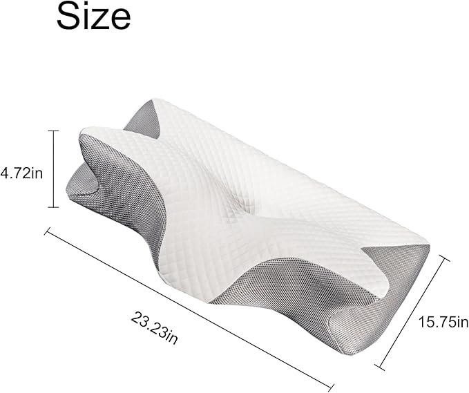 Doreve Cloudfaser Pillow, Cervical Neck Pillow, Dreamers Relief Pillow for Pain Relief & Sleeping, Ergonomic Contour for Side Sleepers, Necks and Shoulder Support
