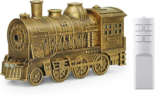 300ml Vintage Steam Train Aromatherapy Essential Oil Diffuser and Humidifier with Dual-Color LED Light (Standard US Power Supply/Bronze)