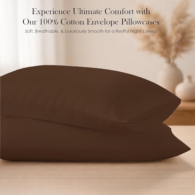 400 Thread Count 100% Egyptian Cotton Queen Size Pillowcases Set of 4, Soft & Breathable Sateen Weave, Envelope Closure, Hotel Luxury Bed Linen, Durable & Fade Resistant, 20"x30", Chocolate
