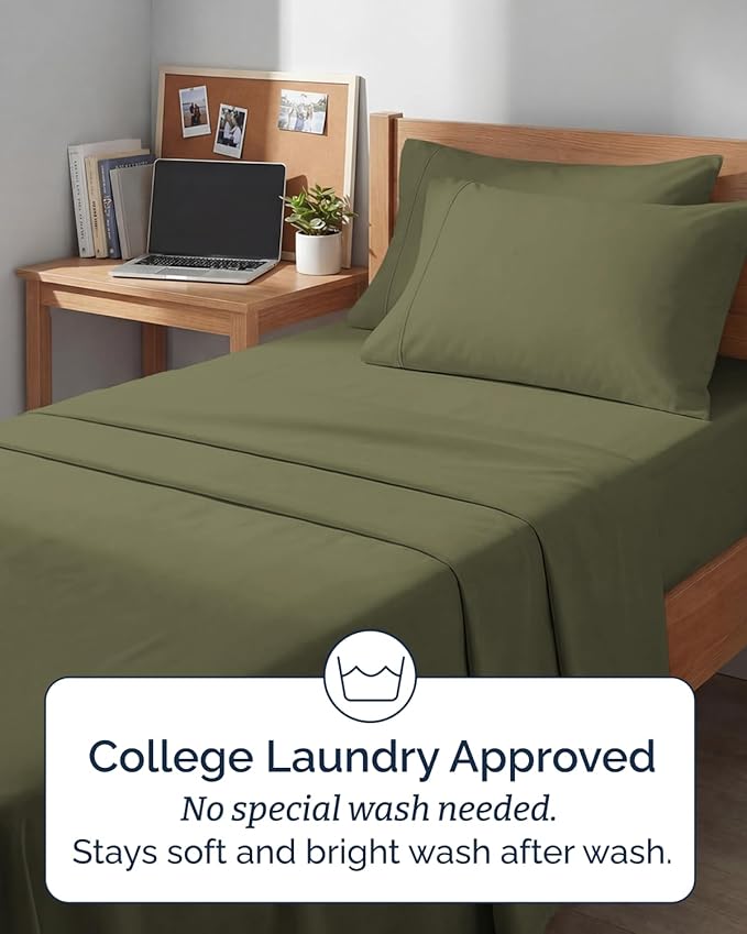 Extra Deep Twin XL Sheet Set - 4 Piece Breathable and Cooling Sheets - Hotel Luxury Bedding for Women, Men, Kids & Teens - Easy & Secure Fit - Soft and Wrinkle Free - Extra Deep Pockets - Sage Green