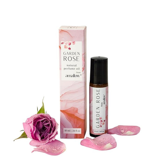 Amallow All Natural Non-Toxic Perfume Roller - Made With Pure and Organic Essential Oils - Hints of Rose, Sandalwood, Elemi, and Clary Sage (Garden Rose)
